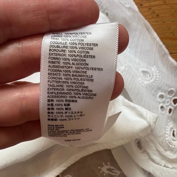 Urban Outfitters white ruffle eyelet cottage long sleeve dress SIZE 4 - Picture 5 of 6